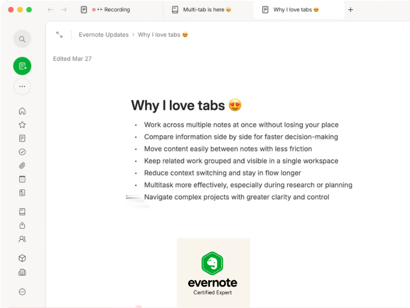 The return of Evernote Tabs