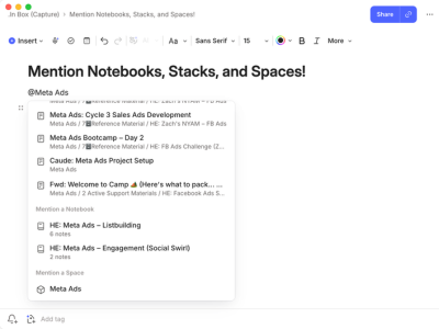 Linking to a Notebook, Stack, or Space 🎉