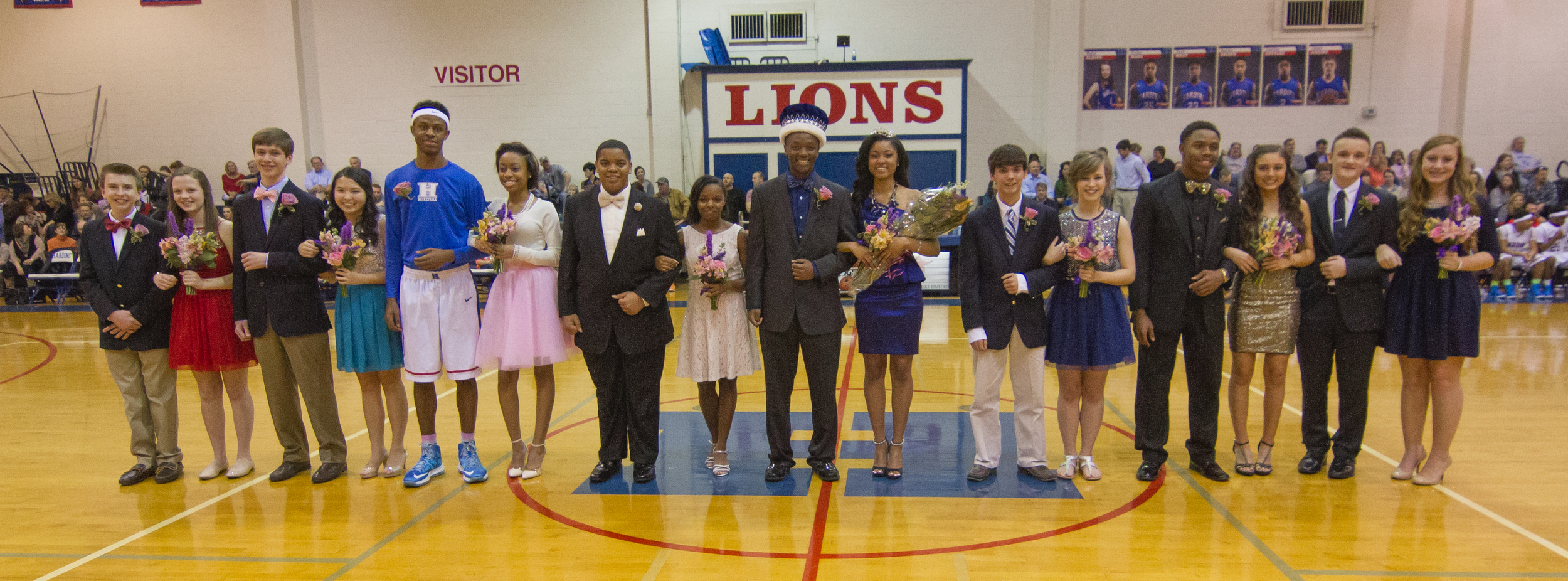 Left to Right: 7th grade Jacob Altrock and Mary Paige Rowsey; Freshmen Ryan Kolznak and Catherine Lock; Juniors Anthony Yarbrough and Kylah Briggs; Seniors Kilandous Hulon and Morgan Threatt; King & Queen Seniors Justice Laws and Jennifer Nichols; Seniors Christopher Galbreath and Anna Rogers; Sophomores Marquavious Moore and Payton Selby; 8th grade Preston Cates and Alaina Abbott