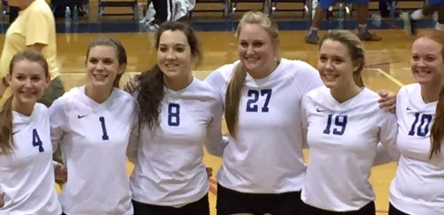 October 8- Proud of these six seniors! They played the last set together and won their first regional game. (photo credit: David Jordan)