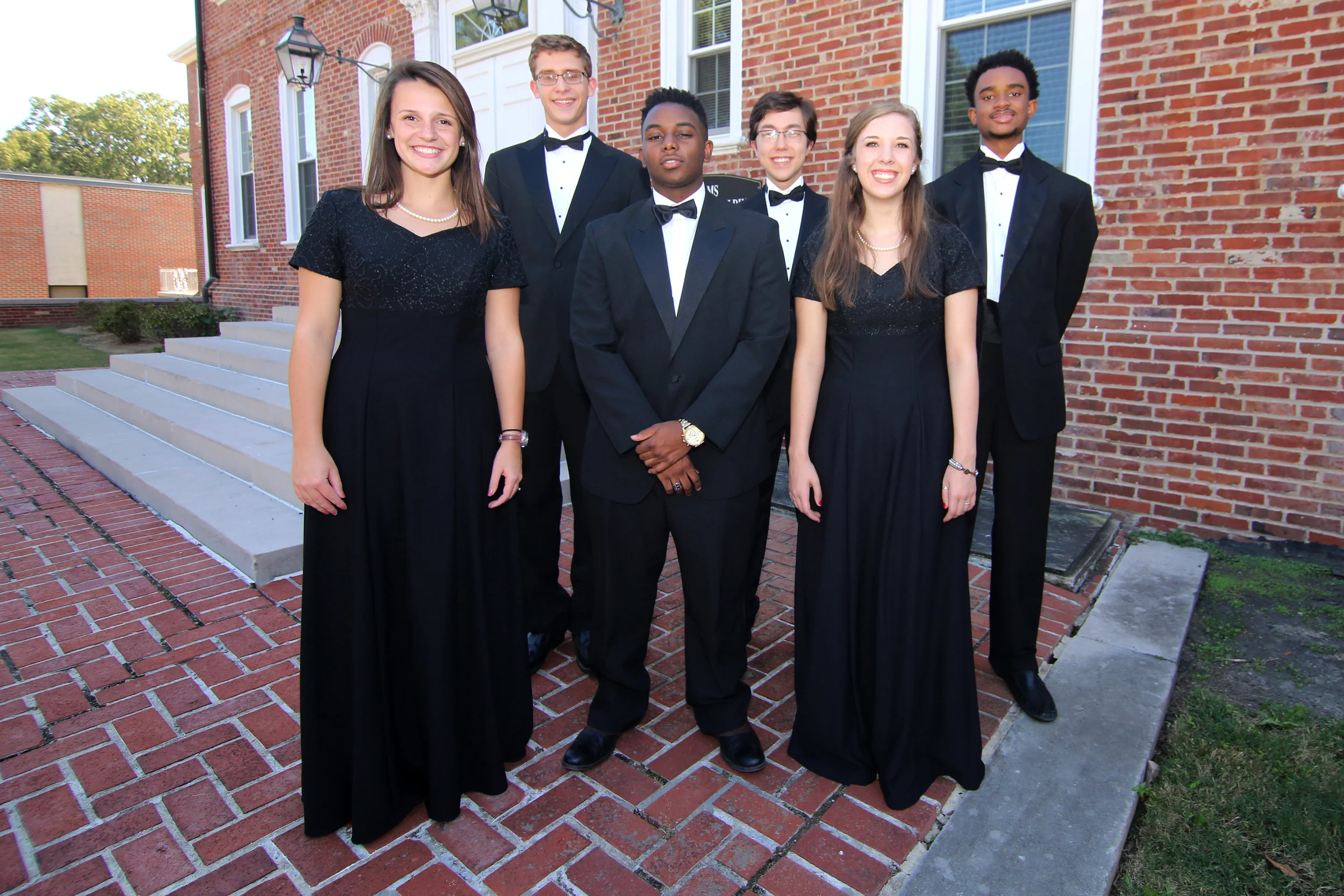 Back row: (l to r) Wilson Hughes: 3rd chair, bass 2, Caleb Cranford: 1st chair, bass 1, Julian Isabel: bass 2 Front row: (l to r): Kendall Ford: alto 1, Jordyn McNeil: tenor 2, Cameron Donlin: 7th chair, soprano 2