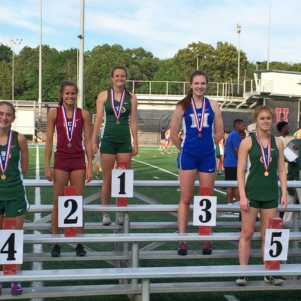 Sarah Luttrell ran a new PR and new school record for 3rd place in the 300m hurdles.