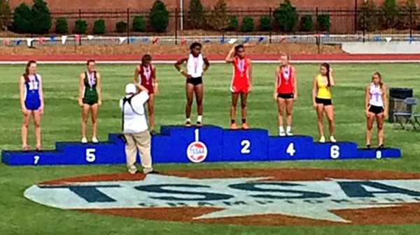 Sarah Luttrell finished 7th in the 100 meter hurdles at the State Championship.