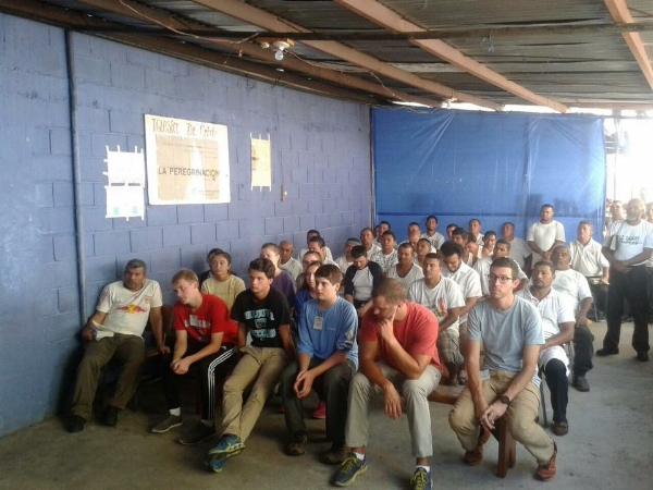 Our group spent one morning worshipping with gang members in a prison outside of Tegucigalpa.Pictured (left to right): front row- Ian Sharp, Carter Galbreath, Jake Darnall, Jud Maxwell, Seth King; second row- Payton Selby, Hannah Wright, Deanna Huts…
