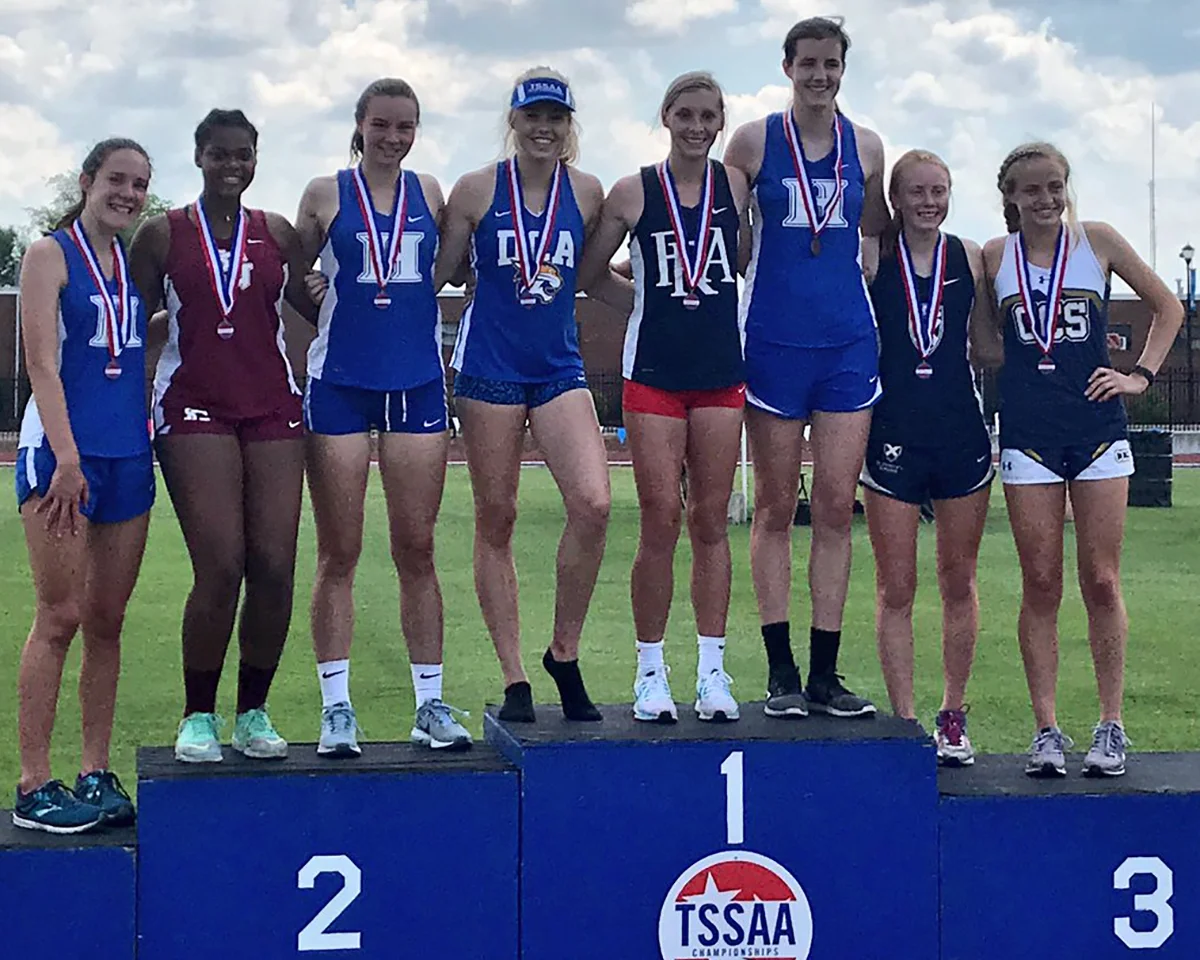 Sage Hawley is 3rd in high jump. Rebekah Jennings is 4th and Anna Zyriek is 8th.