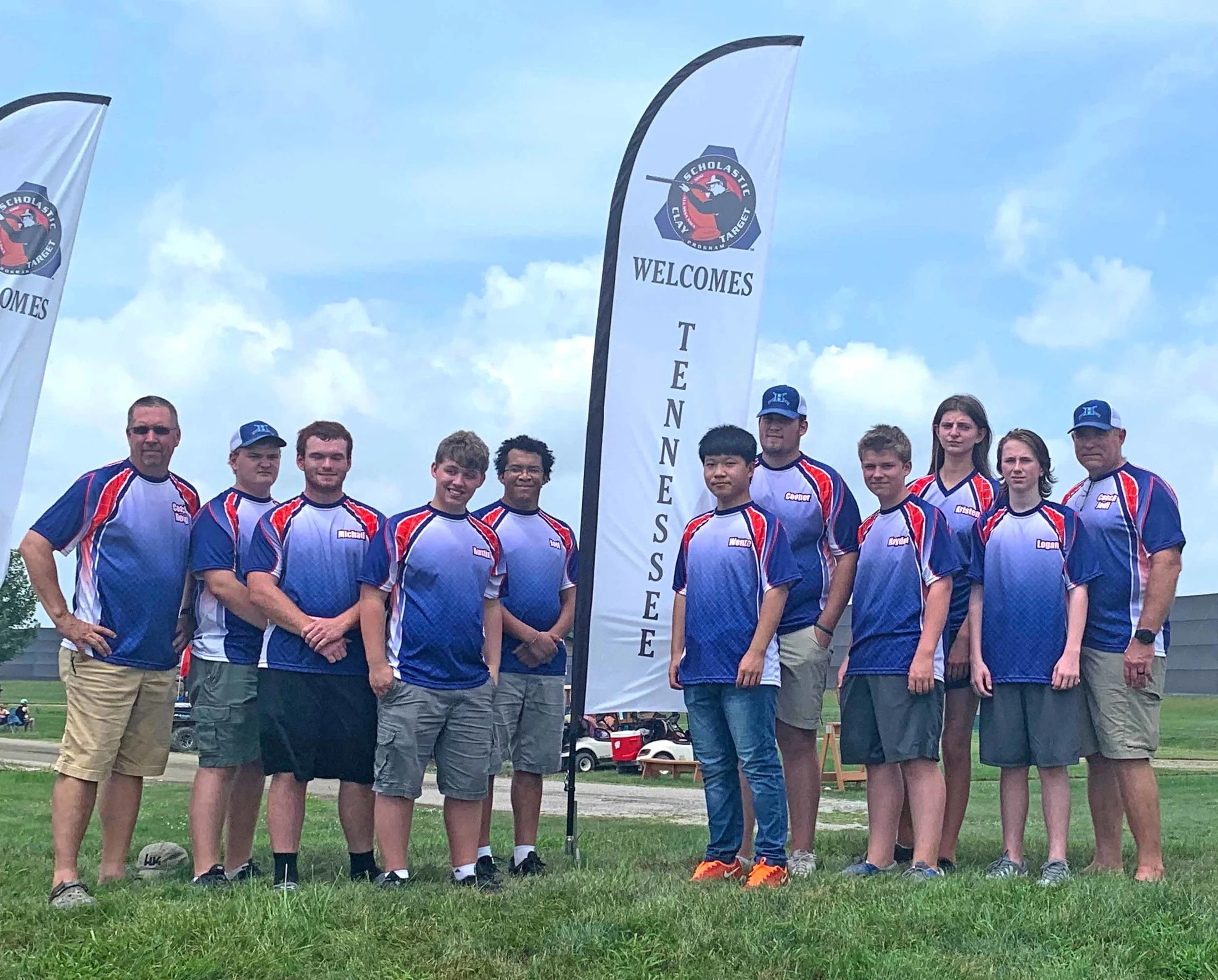 L to r: Coach Karpicke, Hunter McWilliams, Michael Montgomery, Austin Morse, Joel Townsdin, Wenze Wu, Cooper Whitfield, Hayden Riley, Kristen Powell, Logan Frost, Coach Whitfield