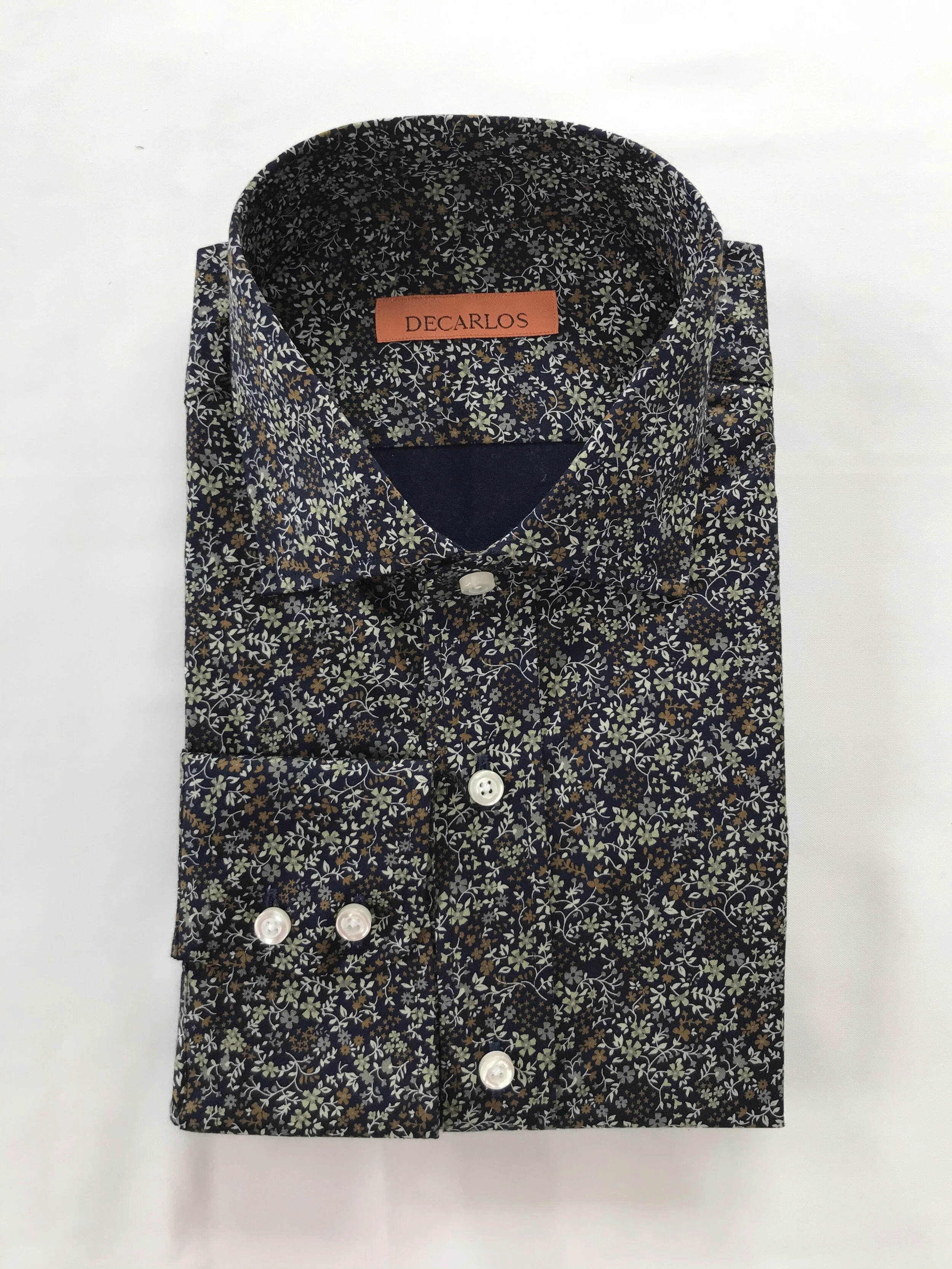 Navy Brown Floral Print Shirt