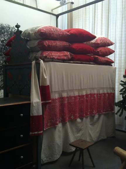 Kalotaszeg dowry display in the Museum of Ethnography in Budapest, Hungary.