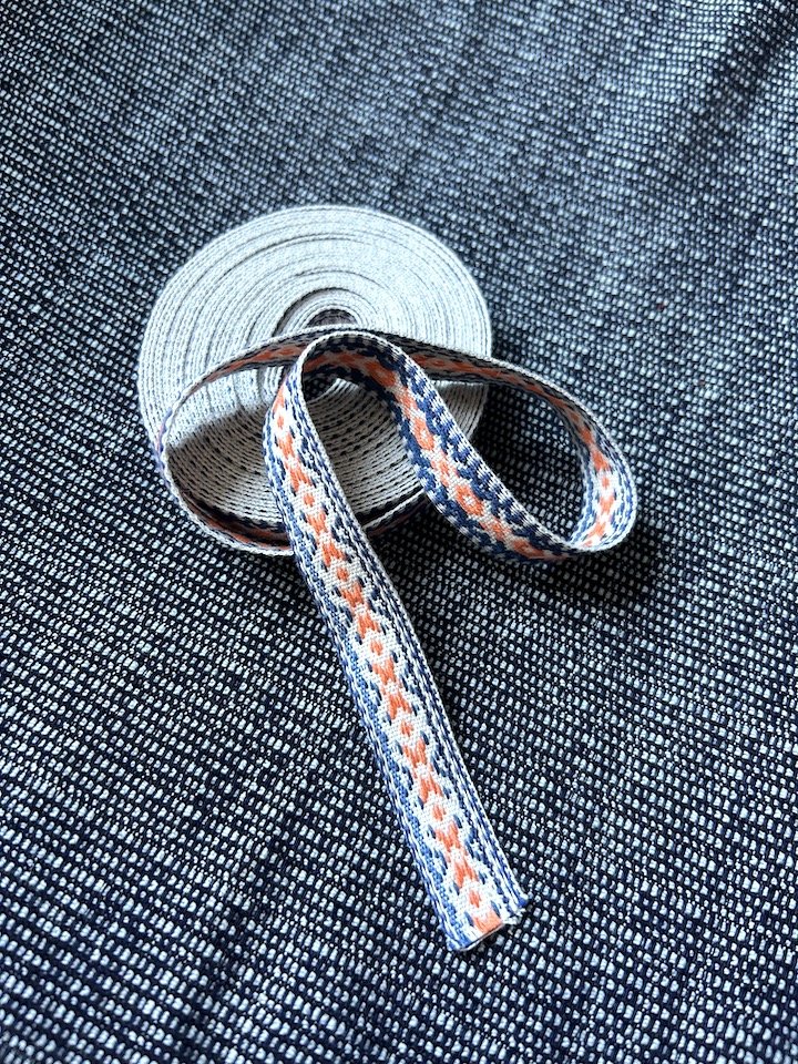 Woven band reproduction - blue and orange Ribbon