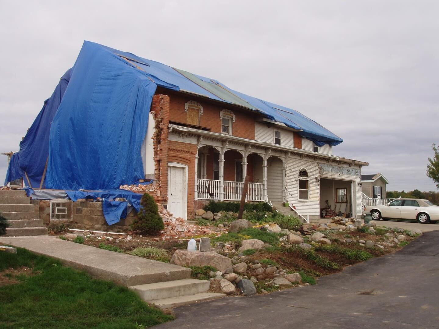 Throw back Thursday to a 2007 historical preservation project we did in Charlotte, Michigan. Restored this historic farmhouse back to its original state after being severely damaged by tornado 🌪️ (last image from 2020)