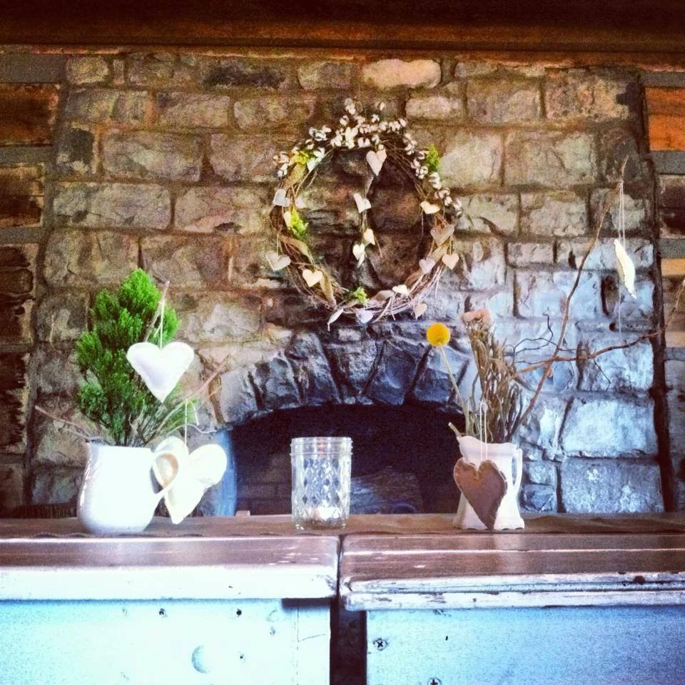 One of the fire places at The Cabin by the Spring.