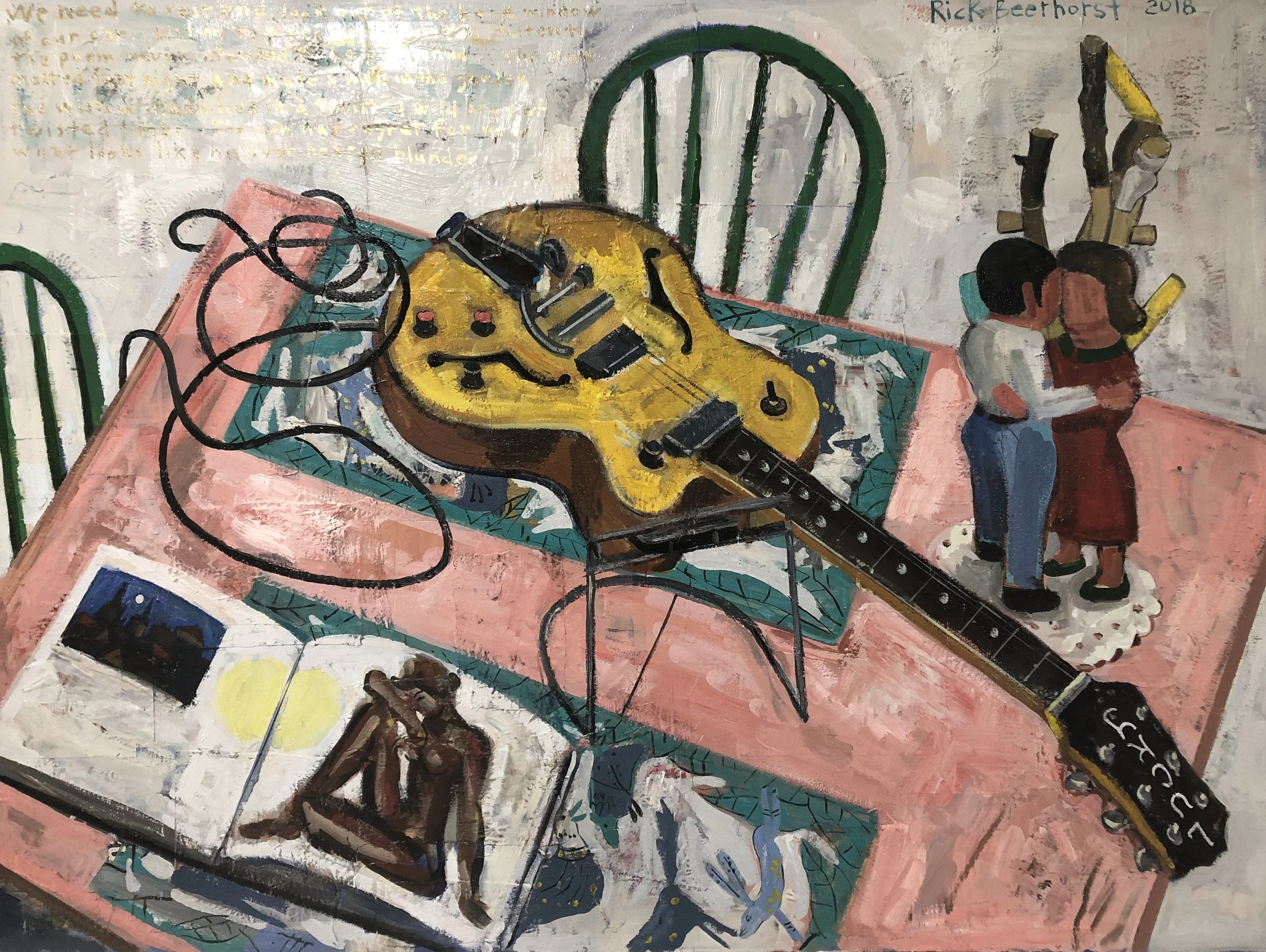 Still Life with Electric Guitar, Oil on canvas, 30” x 40”