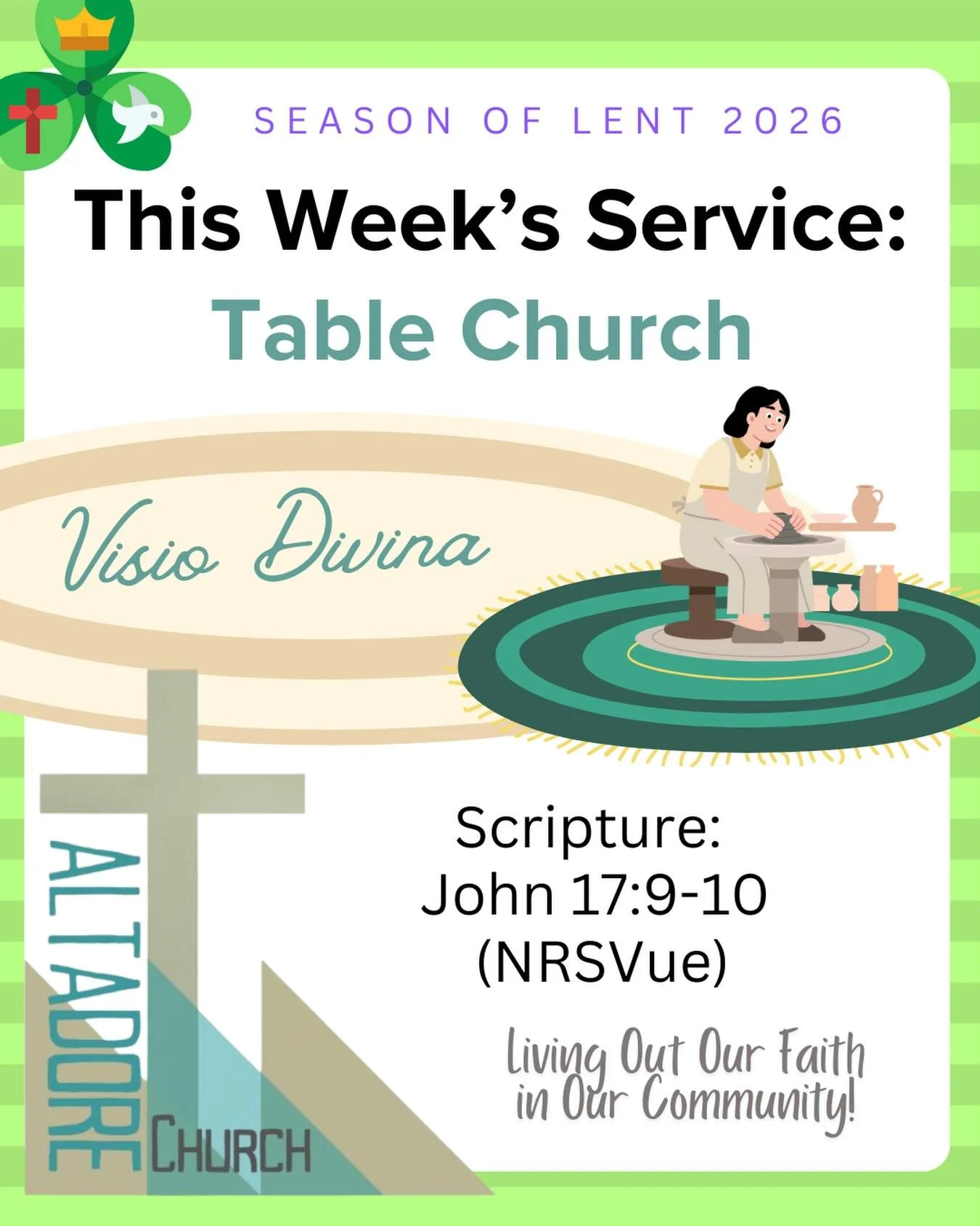 Join us this Sunday at 10 am for Table Church in the gym. It will be a time of creativity, reflection and response and&hellip; pottery! #altadorechurch #calgary #yycevents