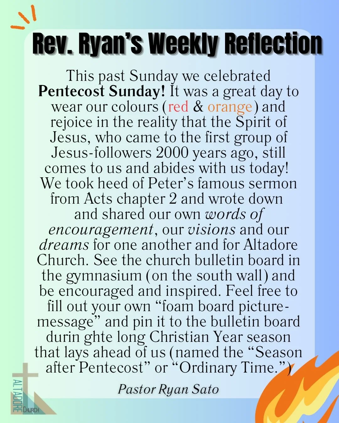 Rev. Ryan&rsquo;s Weekly Reflection. #yycchurch #calgary Feel free to post your own words of encouragement, visions and dreams here!