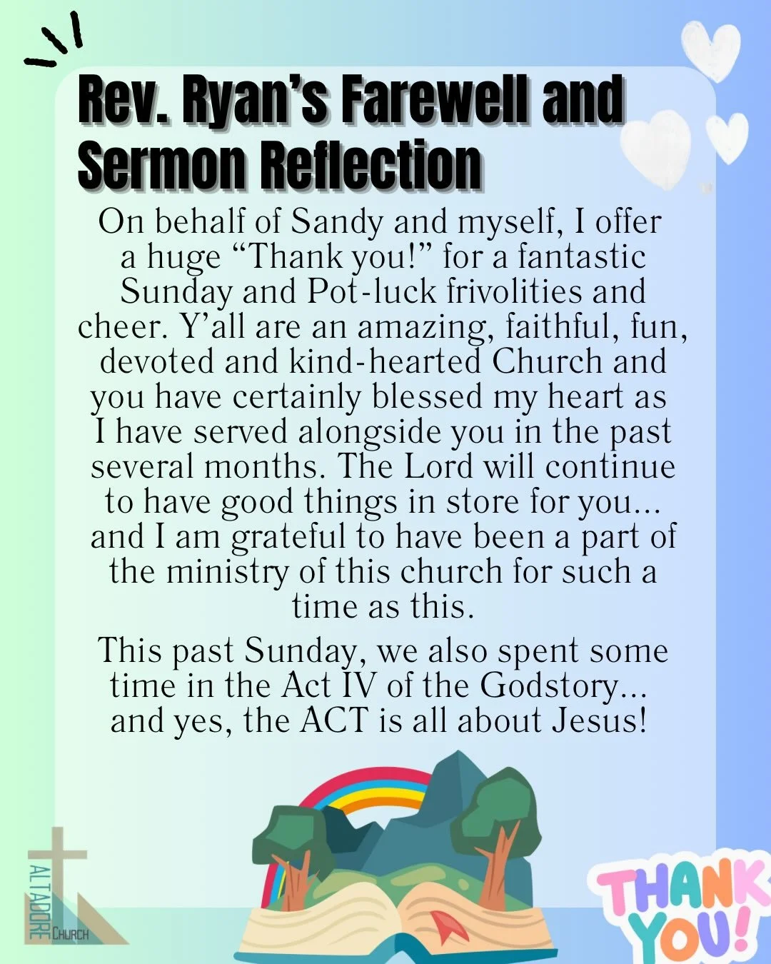 Rev. Ryan&rsquo;s Farewell and Sermon Reflection. #yycchurch #calgary