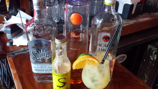 Tammy of Branded Saloon created the Tropical Island at the competition. 1 oz Ciroc Peach, 1 oz Bacardi Mango, 1 oz Sauza Silver, sour mix, a splash of OJ and a dash of Salamander Tropical.