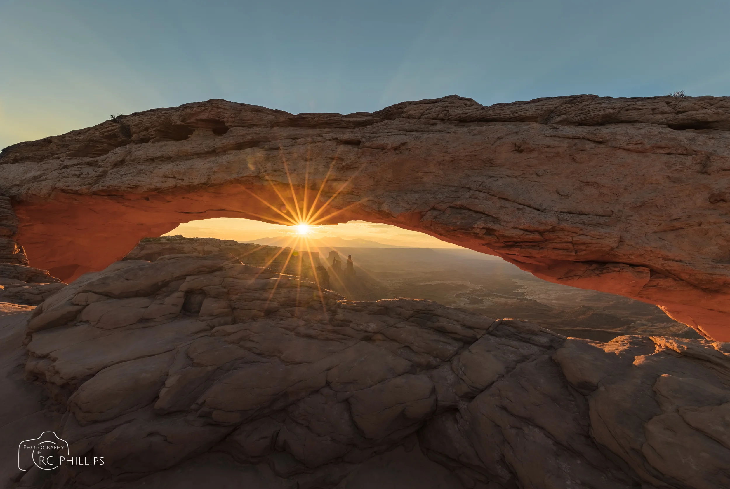 Minutes after sunrise at Mesa Arch in Canyonlands National Park, Utah.