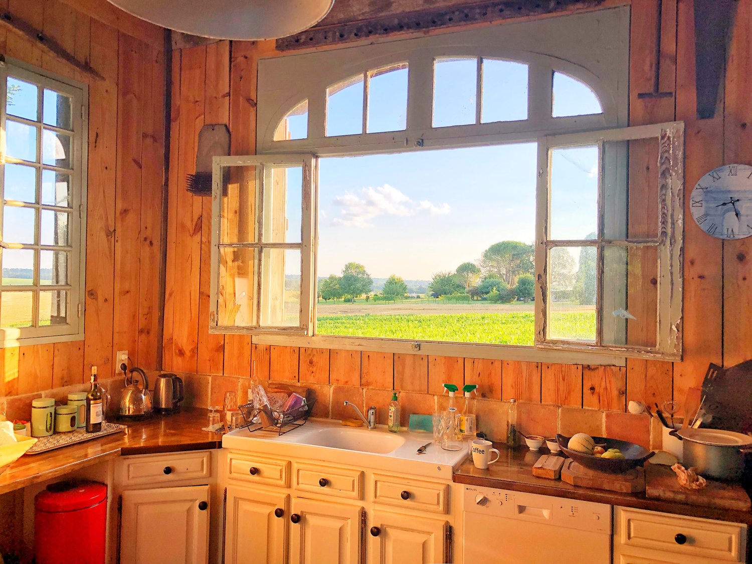 the kitchen view in the shamanic studies barn…