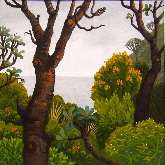 from the campsite, Picnic Point gouache on paper 12.5 x 12.5cm