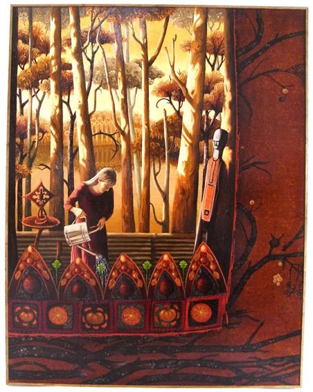 acacia and coriander oil on board 81 x 63cm