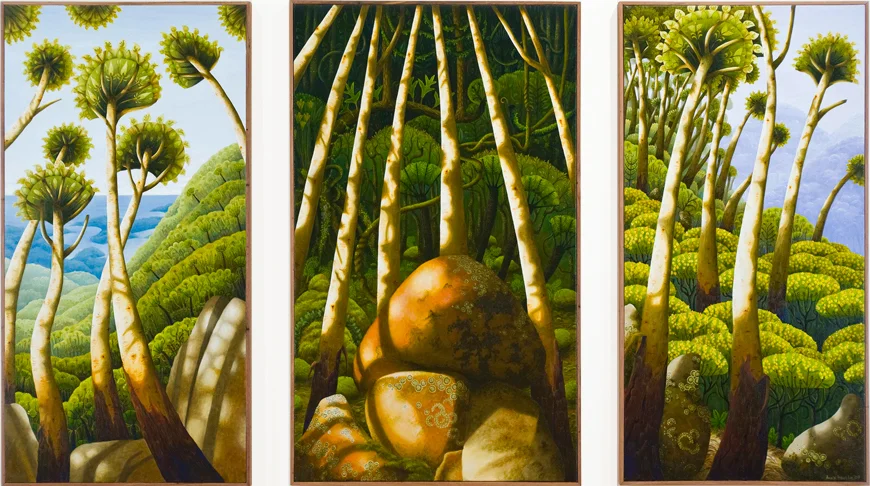 sacred mountain, Gulaga acrylic & oil on canvas 103 x 182cm
