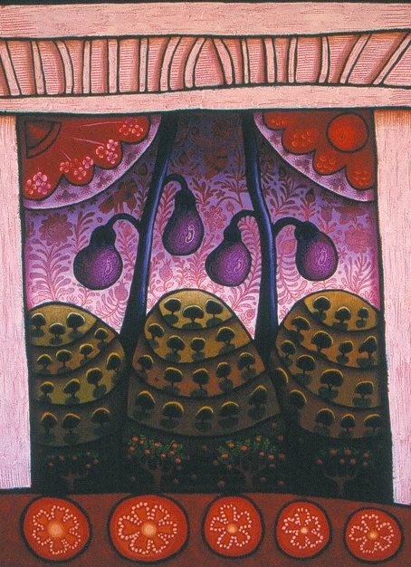 aubergine with tomato - Andalucia oil stick on paper 80 x 60cm
