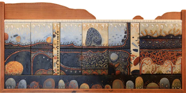 tidal zone II. rock and sand oil on timber panels 43 x 86cm