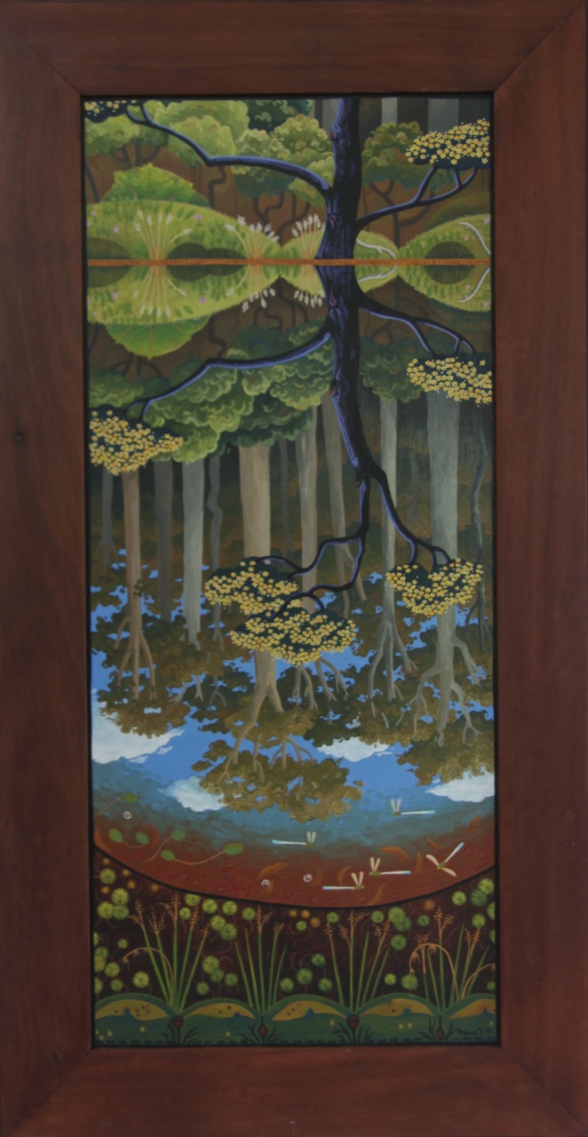 reflections I gouache and wax on board 76 x 40 cm
