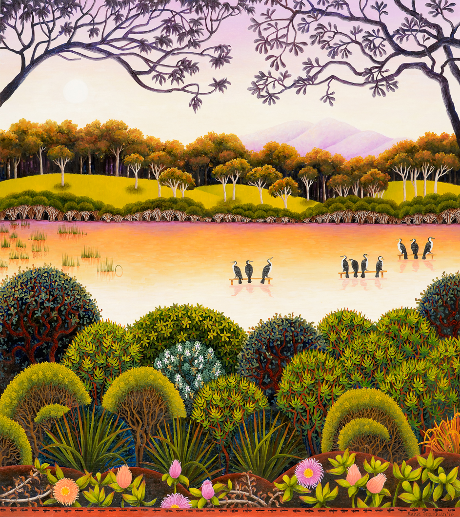 long swamp, looking north oil on board 72.5 x 65.5cm