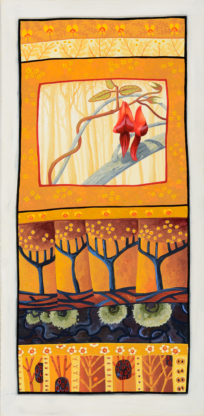 pioneers gouache and wax on board 48.5 x 25.5cm