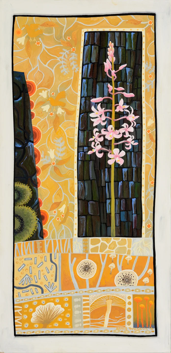 symbiosis gouache and wax on board 48.5 x 25.5cm
