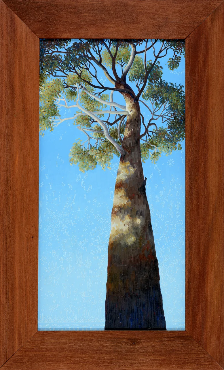 for those who knew you IV 2017 acrylic and oil on board, brush box frame 62 x 38cm