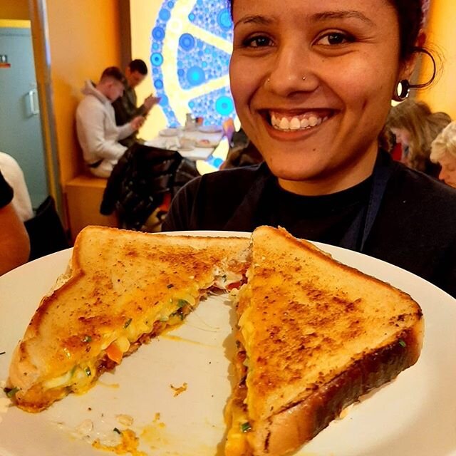 Sandwich melt and a smile.