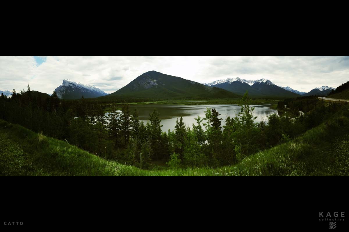Terrible sweep panorama in Banff, Canada, with iPhone 5S. (Too much stuff in the near foreground!)