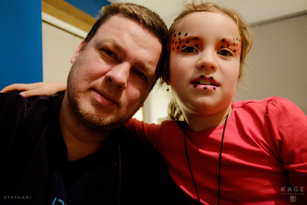 The screen flips up completely for selfies with your ladybug daughter
