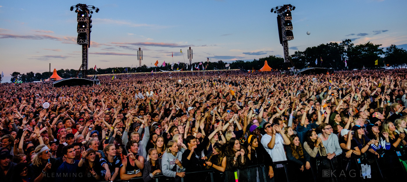 Spectators at Orange Stage at Roskilde Festival in Roskilde, Denmark on June 30, 2016