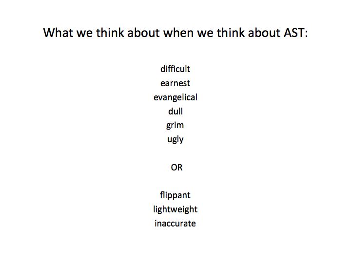  Here are two sets of adjectives that are sometimes used to describe art/science/technology works. From both sets of descriptors, it's clear that the work can lead to glazed, slogging visitors, or to intellectual and aesthetic attack. Slogging and at