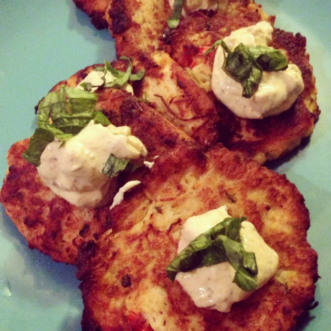 Spaghetti Squash Fritters- Vegetarian "Crab Cakes"