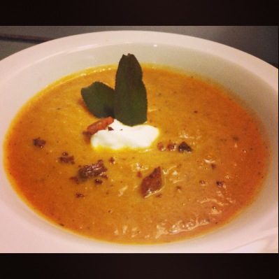 Pumpkin Soup with Crispy Sage Leaves