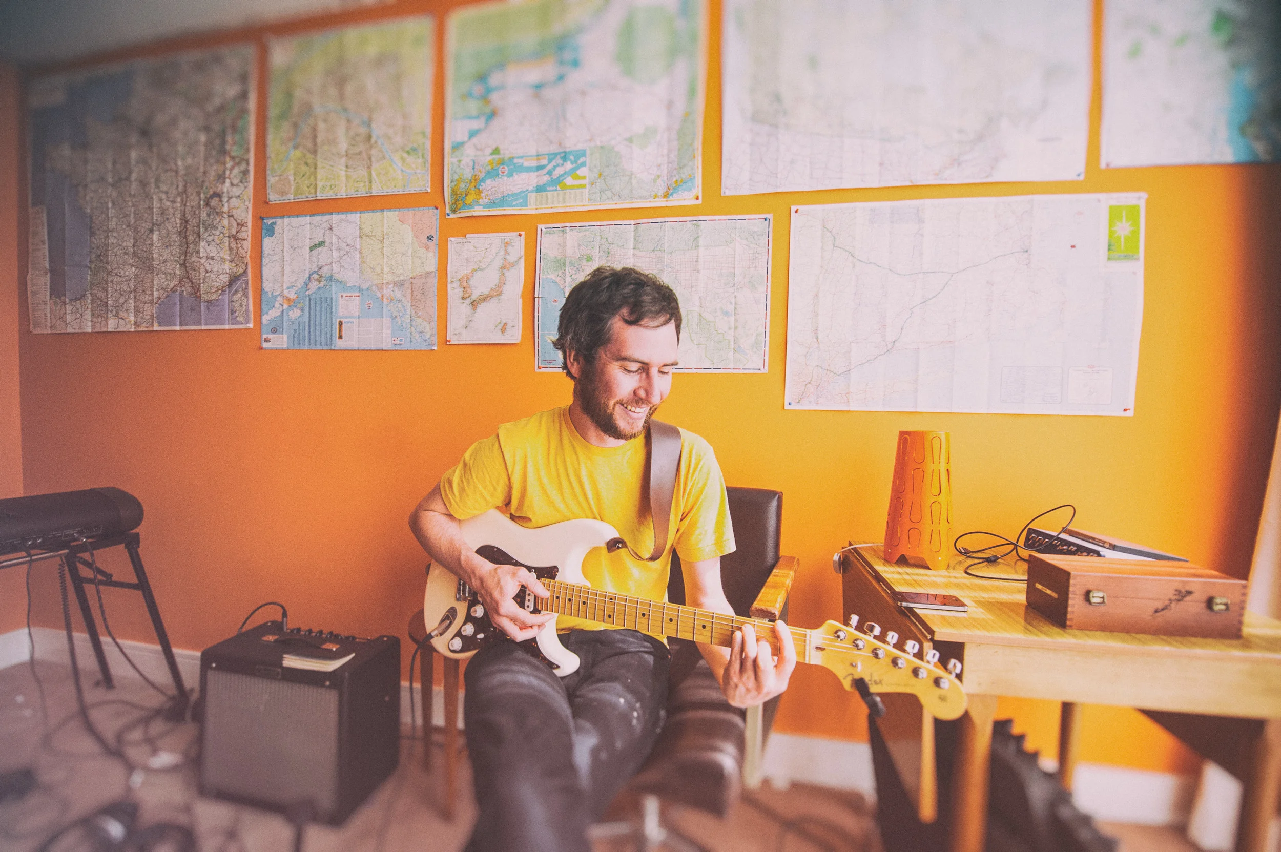 Conor from Biggles Flies Again at his home rehearsal space.&nbsp;