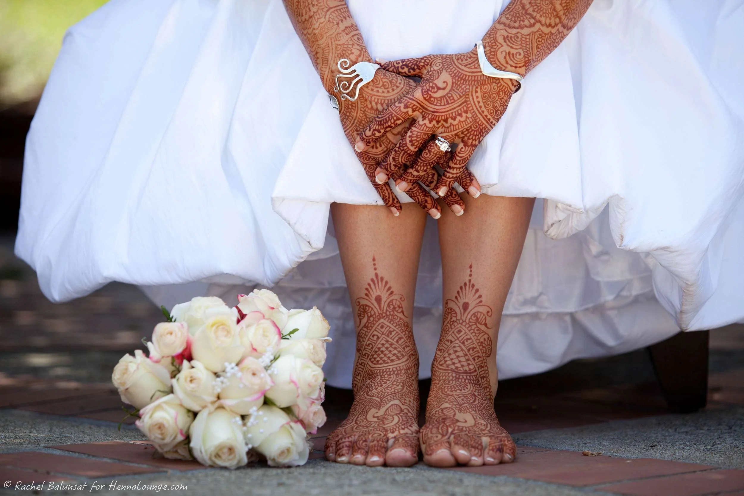 Henna takes the place of gloves or shoes in this Sonoma County wedding. Photo by Rachel Balunsat and henna by http://www.hennalounge.com