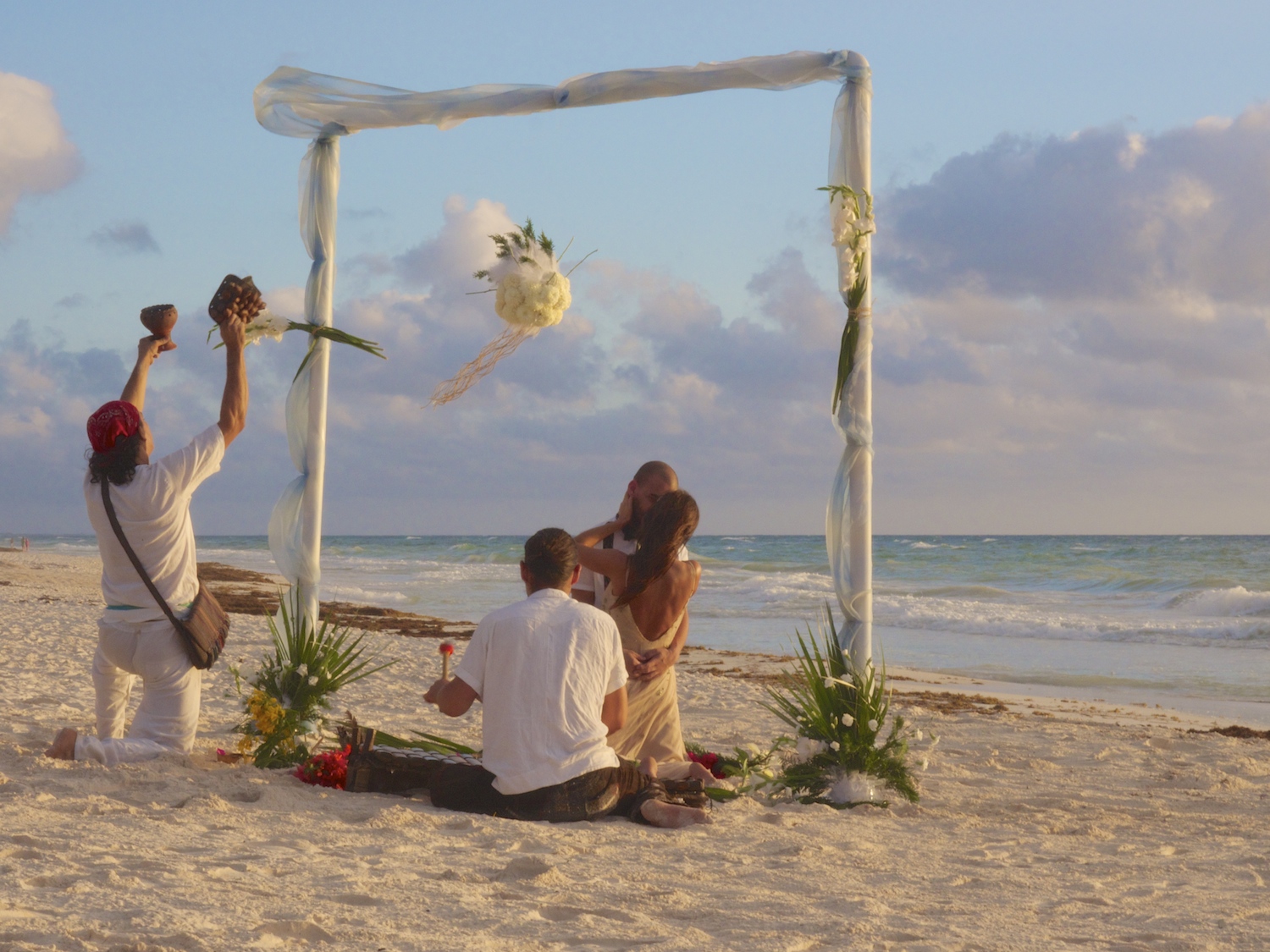 Mayan wedding ceremony on the beach