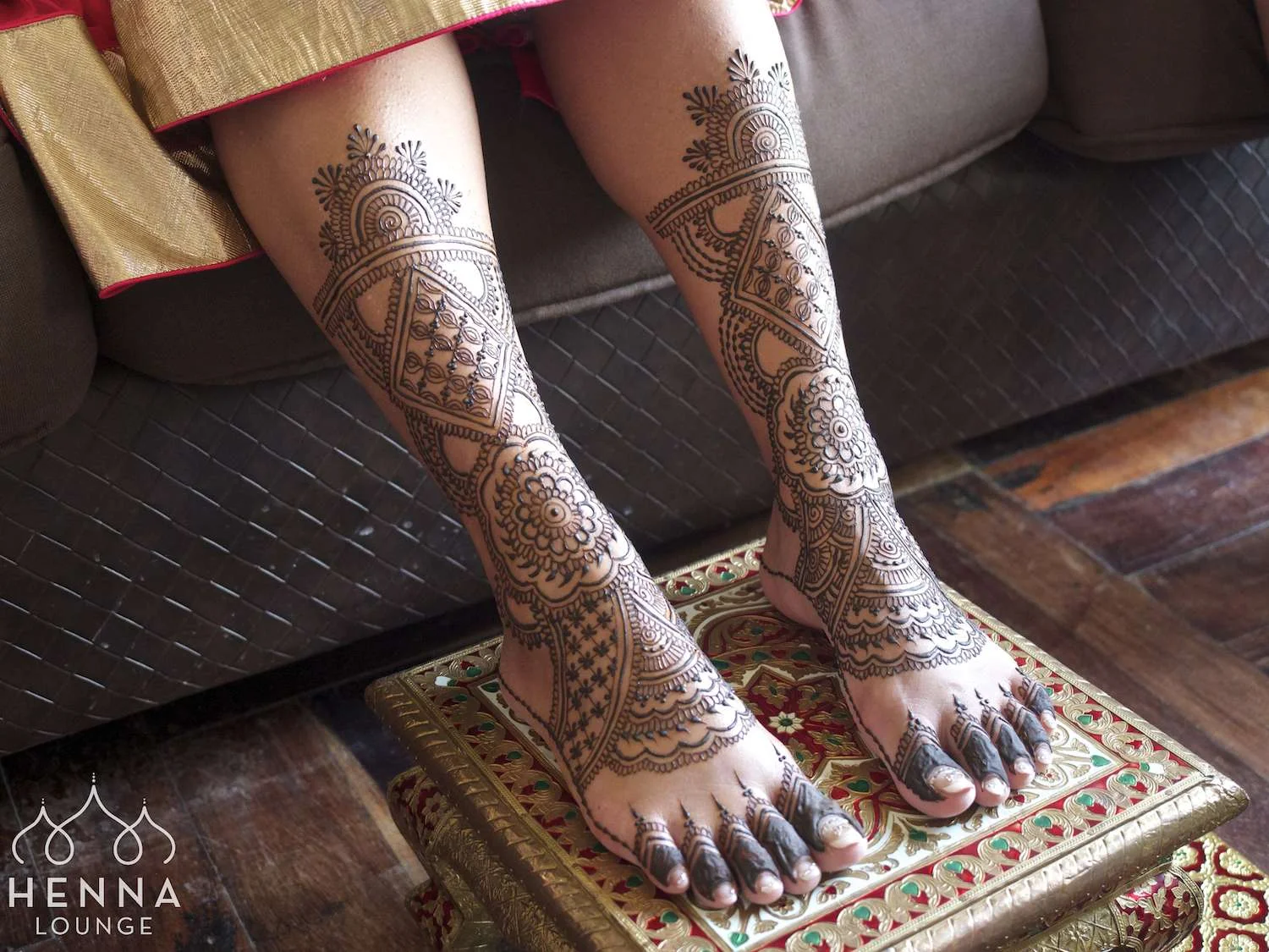 Elaborate mehndi feet