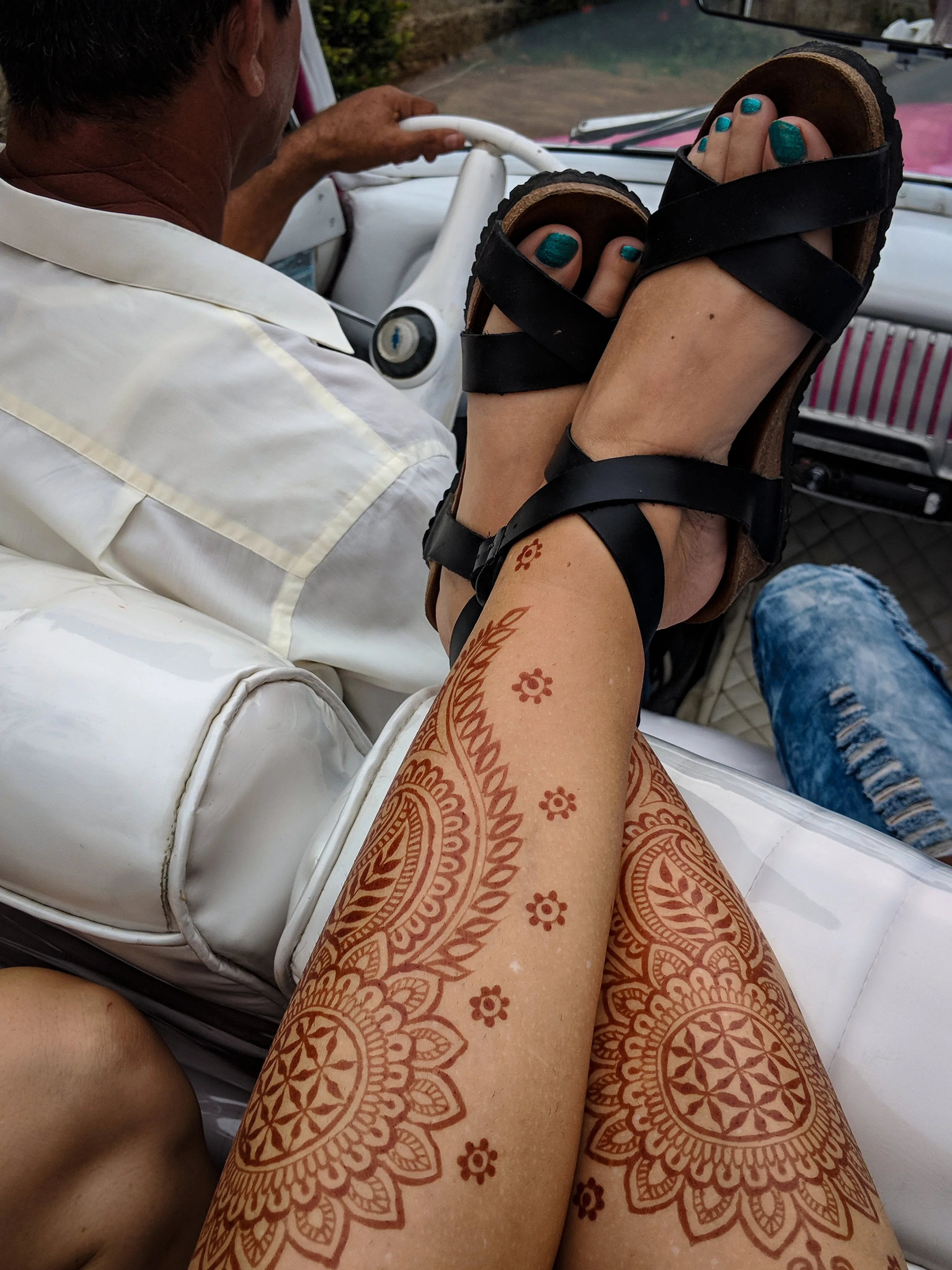 Tolerant taxi driver let me put my legs up for this shot!