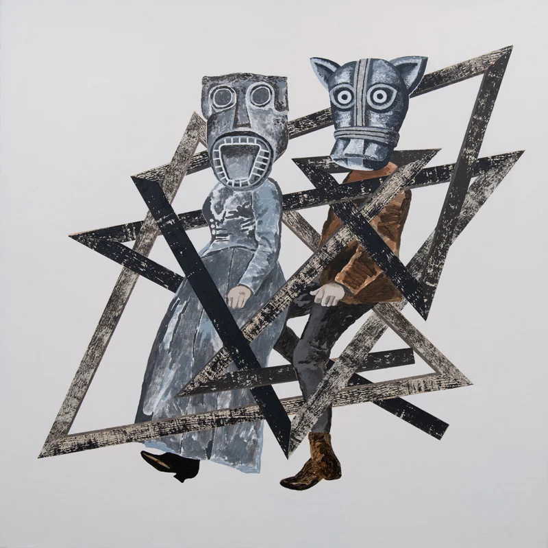 nerve damage acrylic and paper on canvas © 2018 (76 x 76cm)