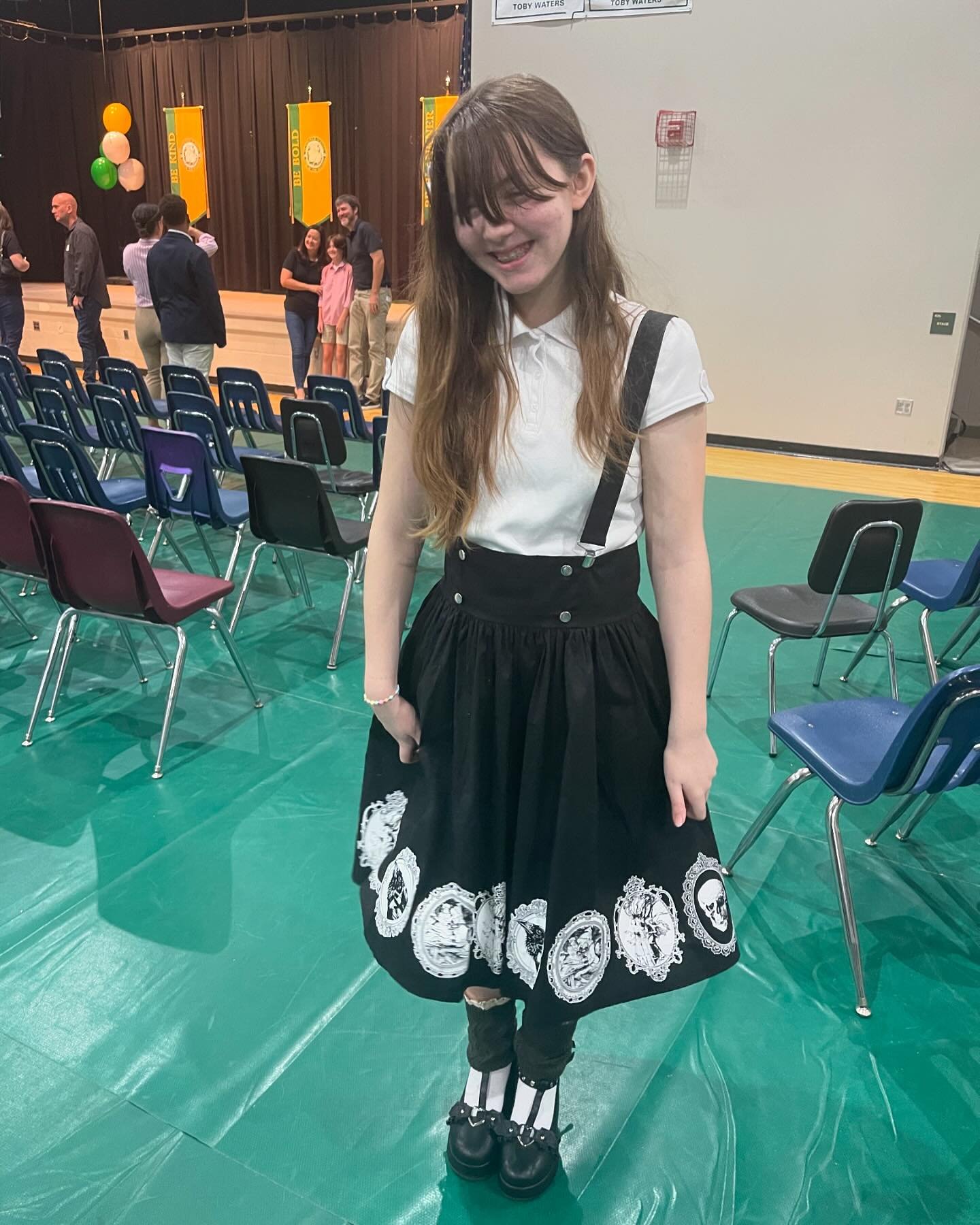 Congrats to my little goth baby for getting through sixth grade with 5/5 state test scores in math &amp; science, honor roll, and participation in her first ever musical. We are all so proud of you!