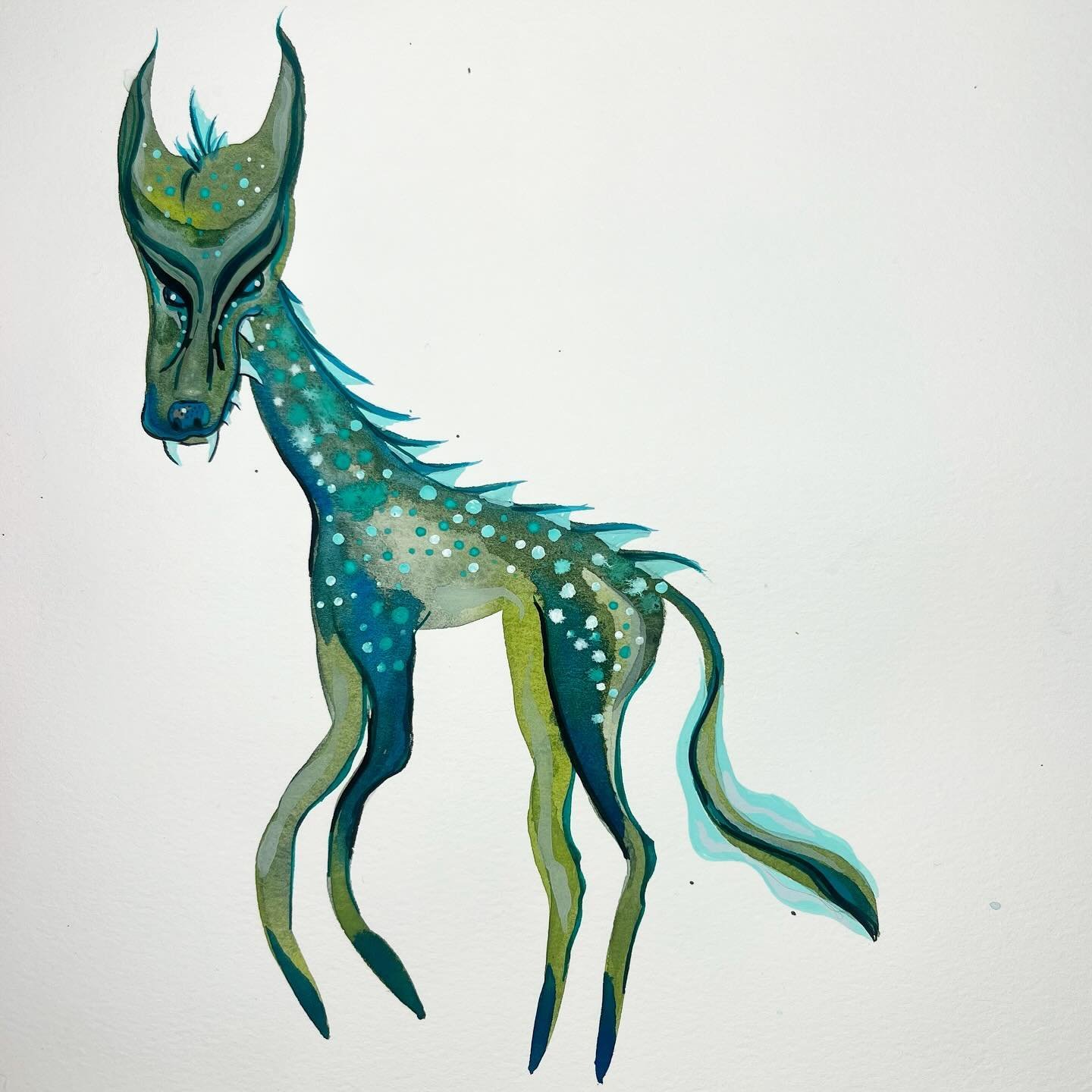 Water Kelpie 🌊🐴 #noradrawz #draw2024 #gouche #waterkelpie #kelpie #watercolors
