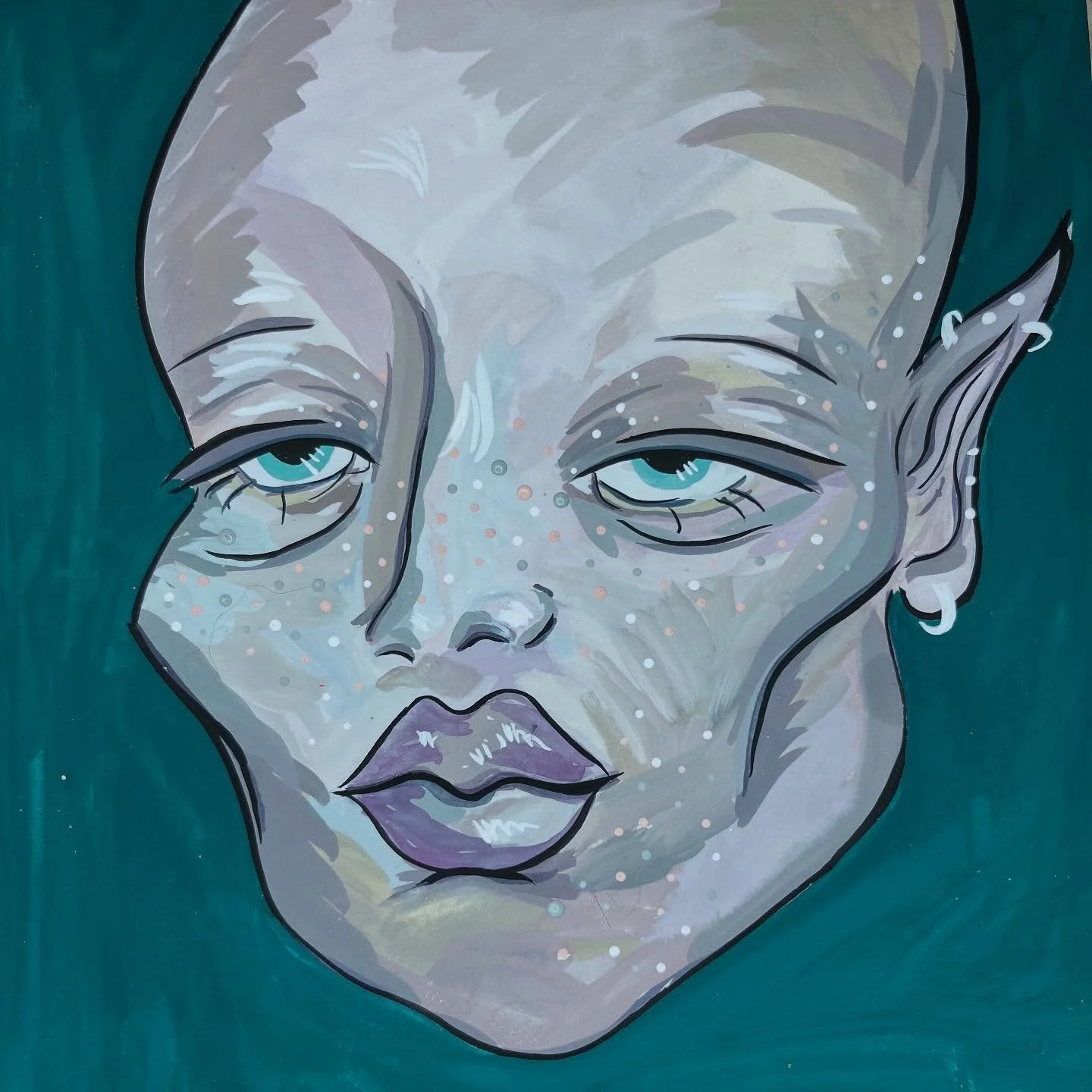 Are you over it? She certainly is. What should her name be? #gouache #draw2025 #noradrawz #overit