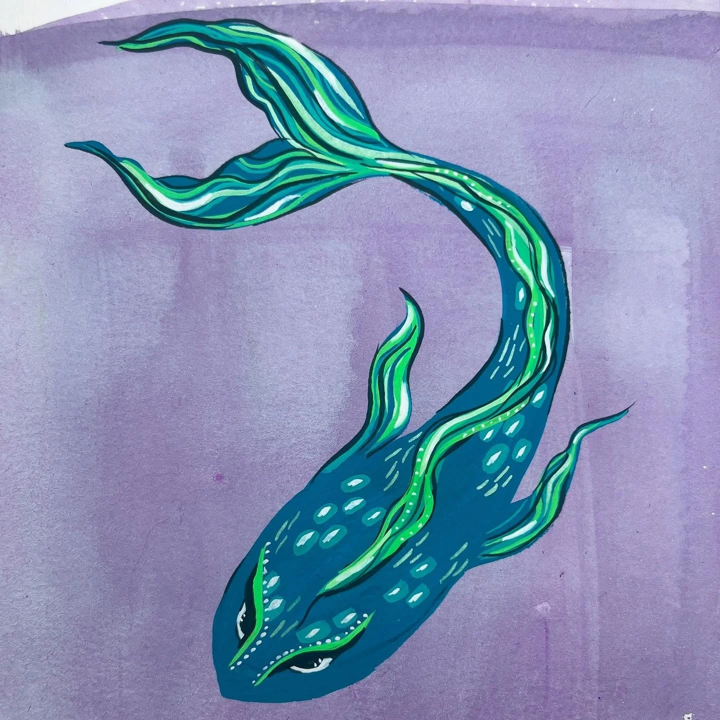 Pisces ♓️ #inktober52 #inktober #inktober52pisces #pisces #gouache #draw2025 #noradrawz