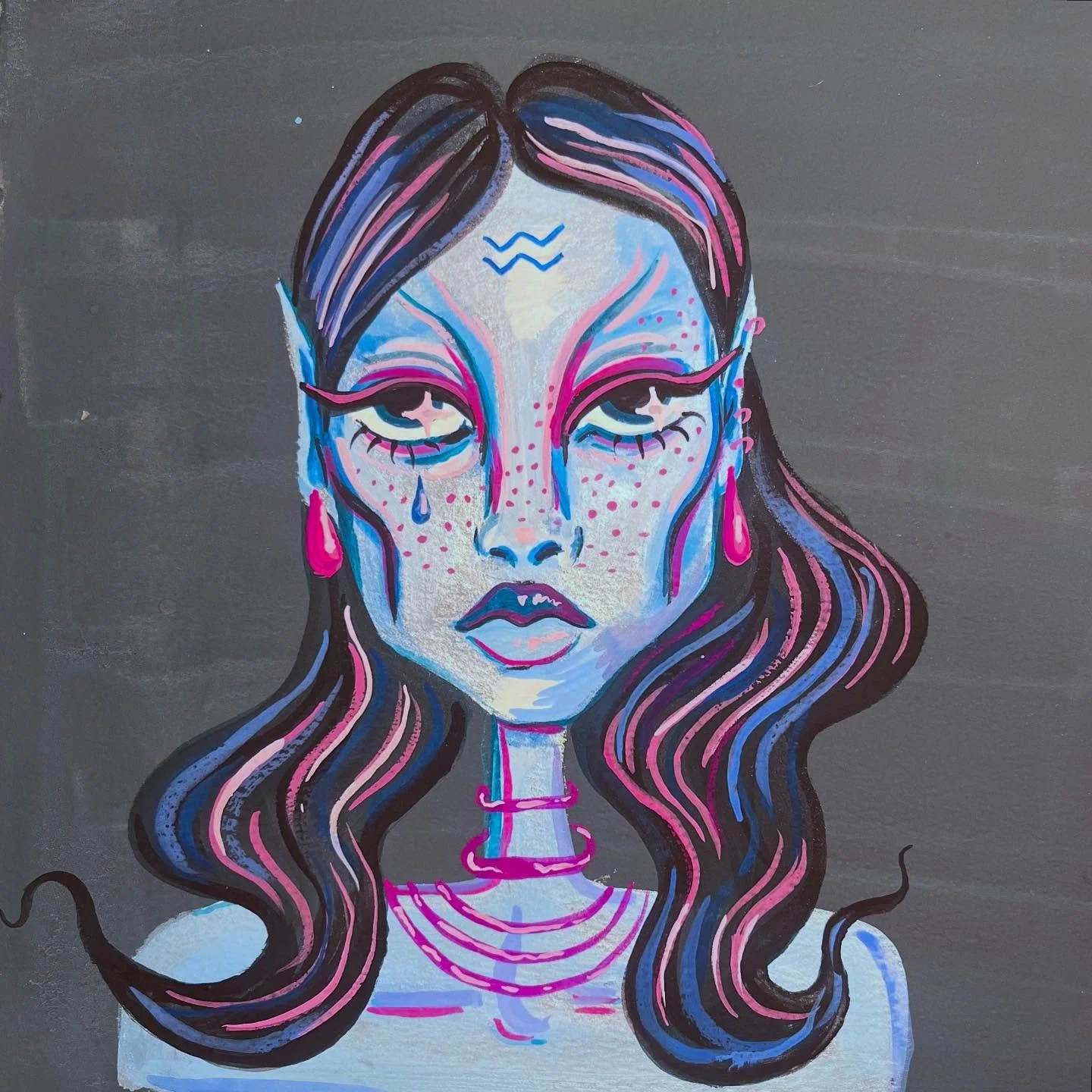 Aquarius ♒️ for my fellow alien aquarians 💖✨ #draw2025 #inktober52 #inktoberAquarius #aquarius